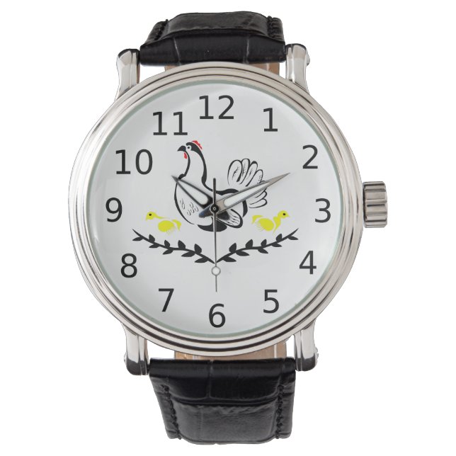 Montre Hen with Yellow Chicks Line Art (devant)