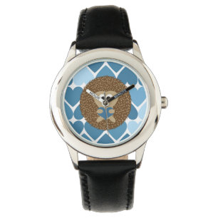 Montre Hérisson et Coeurs Bleus