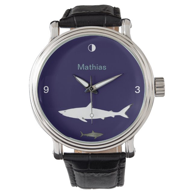 Montre heure de poissons requins personnalisée (devant)