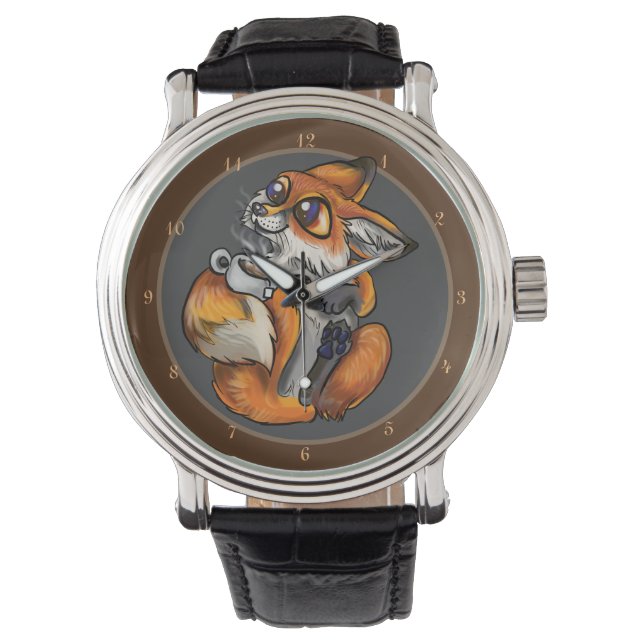 Montre Heure du thé, mignon renard (devant)