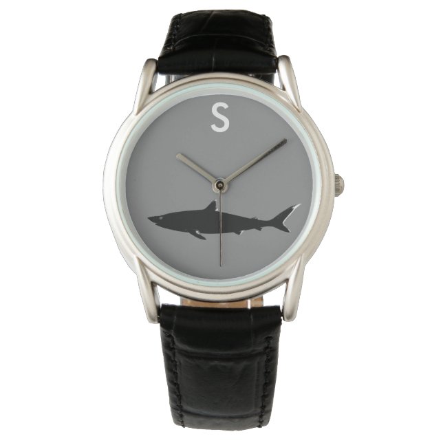 Montre heure personnalisée pour le requin noir (devant)