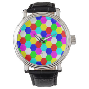 MONTRE HEXAGONS COLORÉS