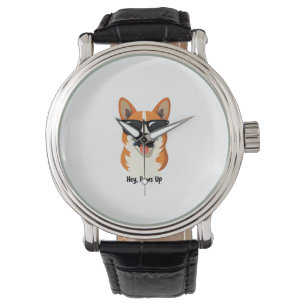 Montre Hey Vintage, Patte en l'air Corgi avec Lunettes de