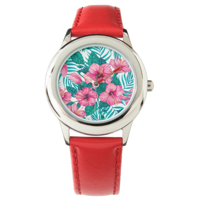 Montre Hibiscus et palmiers feuilles (devant)