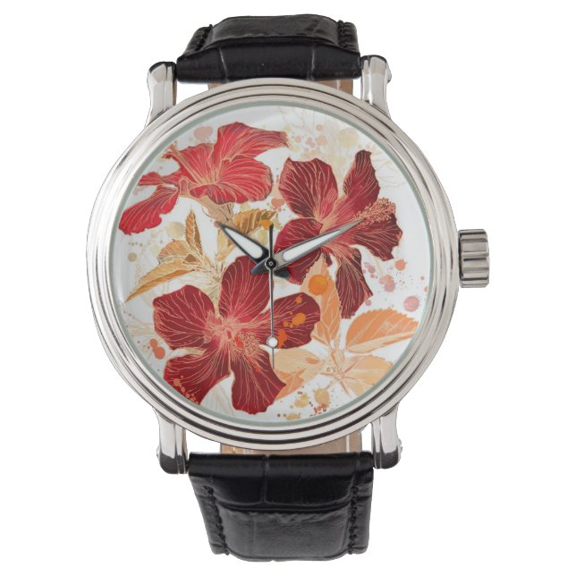 Montre Hibiscus flower - watercolor paint 2 (devant)