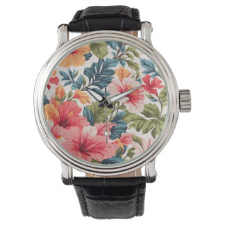 Montre Hibiscus Tropical Fleurs Élégance