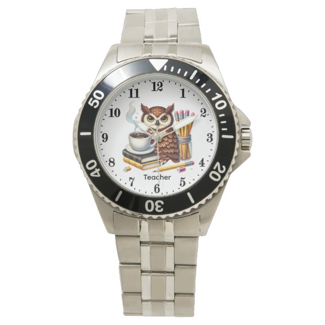 Montre Hibou professeur cool personnalisable (devant)