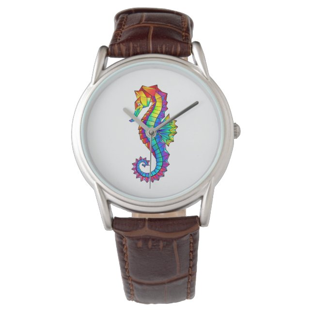 Montre Hippocampe polygonal arc-en-ciel (devant)