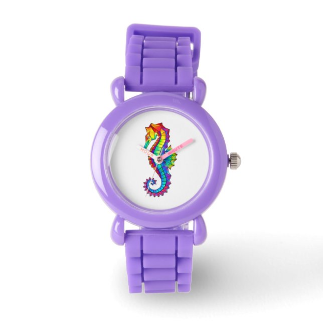 Montre Hippocampe polygonal arc-en-ciel (Recto)