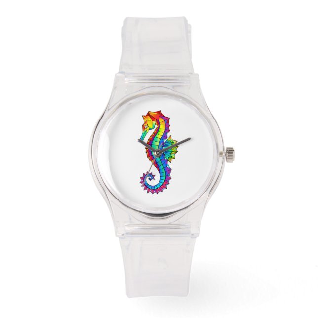 Montre Hippocampe polygonal arc-en-ciel (Recto)