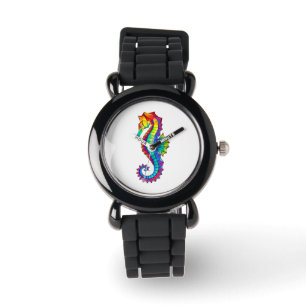 Montre Hippocampe polygonal arc-en-ciel