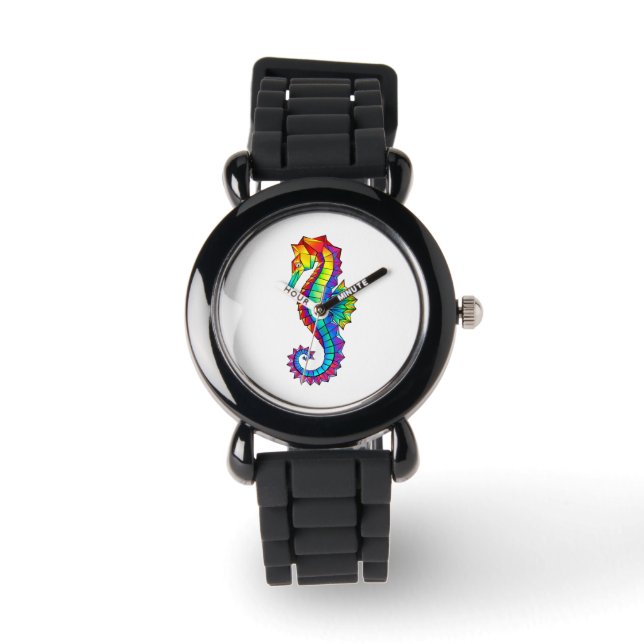 Montre Hippocampe polygonal arc-en-ciel (Recto)