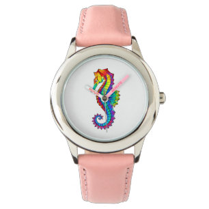 Montre Hippocampe polygonal arc-en-ciel