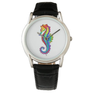 Montre Hippocampe polygonal arc-en-ciel