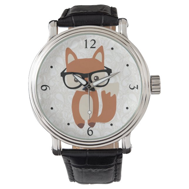 Montre Hipster Baby Fox avec lunettes (devant)