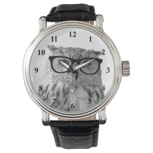Montre Hipster chouette drôle avec lunettes phot