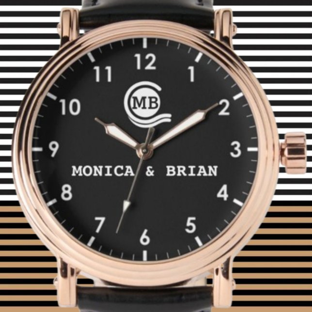 Montre His and Her Couple names monogram initials Romanti (Créateur téléchargé)