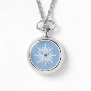 Montre Hiver Bleu ornemental Tref Clé Flocon de neige