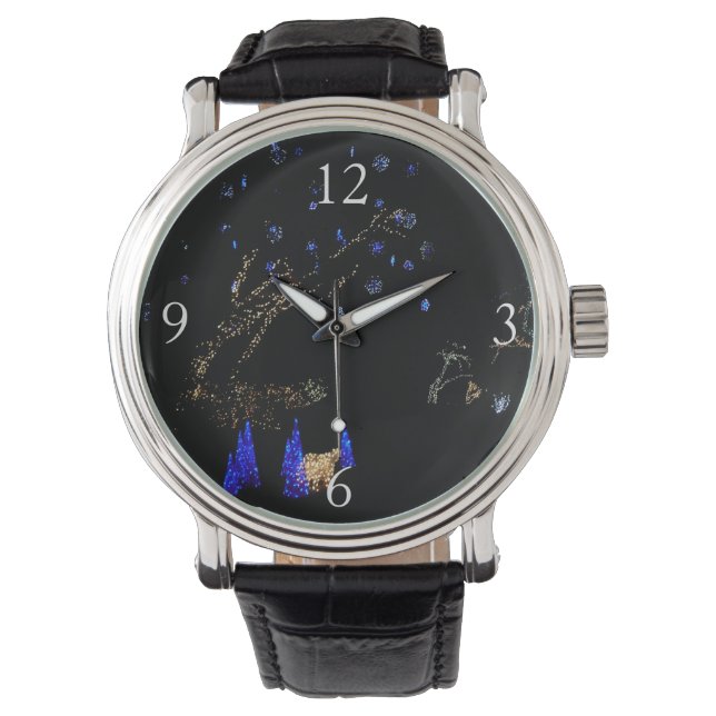 Montre Hiver Wonderland Lumières Bleu et blanc Vacances (devant)