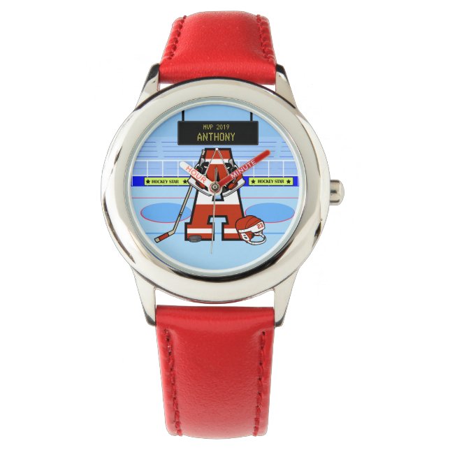 Montre Hockey sur glace initial personnalisé (devant)
