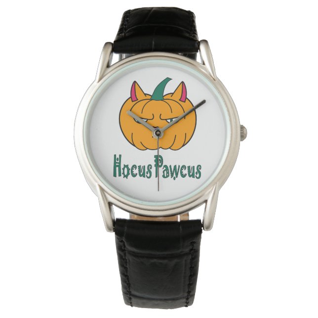 Montre Hocus pawcus Halloween citrouille ginger cat magie (devant)