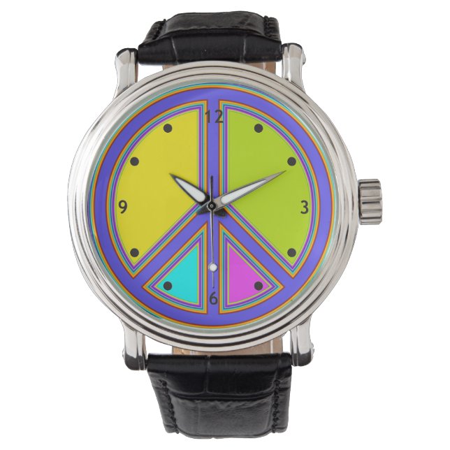Montre holiES - panneau coloré PEACE + vos idées (devant)