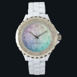 Montre Holographe de Parties scintillant glamour assez pe<br><div class="desc">Personnalisez facilement cet élégant motif de parties scintillant bokeh coloré avec votre nom et/ou monogramme personnalisés.</div>