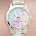 Montre Holographe de Parties scintillant glamour Monogram<br><div class="desc">Personnalisez facilement cet élégant motif de parties scintillant bokeh coloré avec votre nom et/ou monogramme personnalisés.</div>