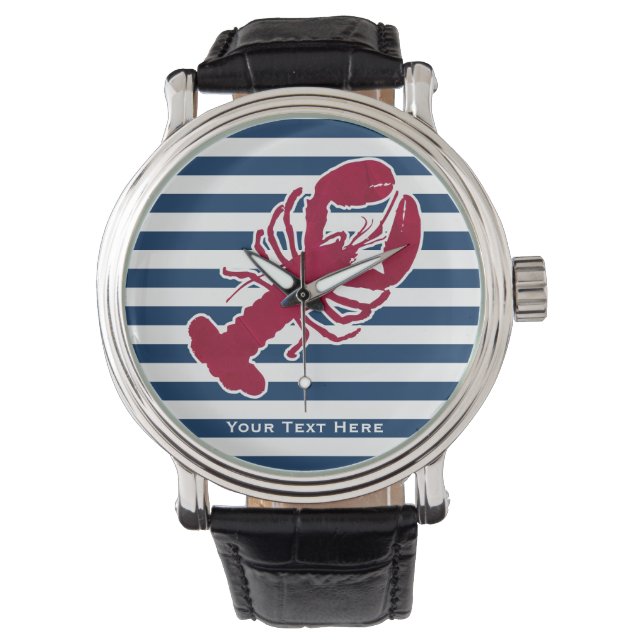 Montre Homard rouge nautique Monogramme Bleu Bleu Blancs (devant)