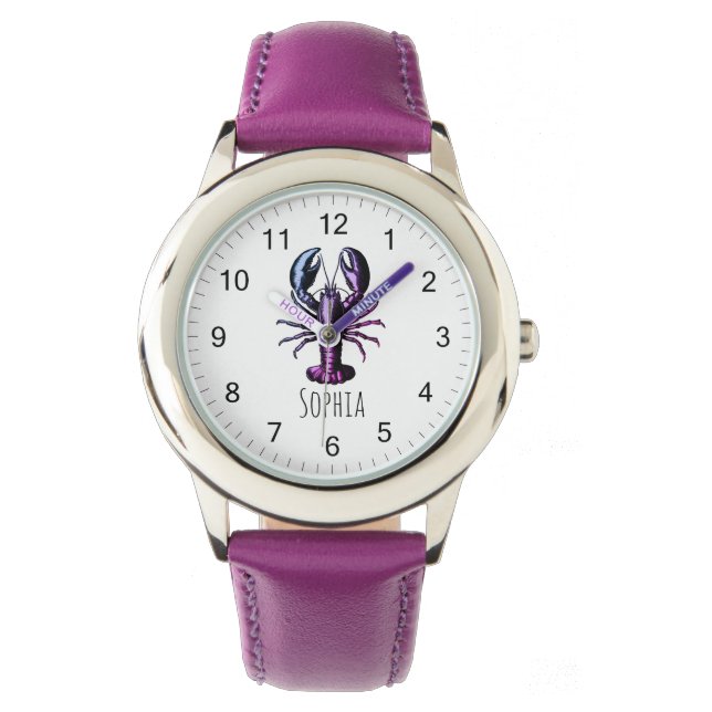 Montre Homard vintage tendance Personnalisé violet (devant)