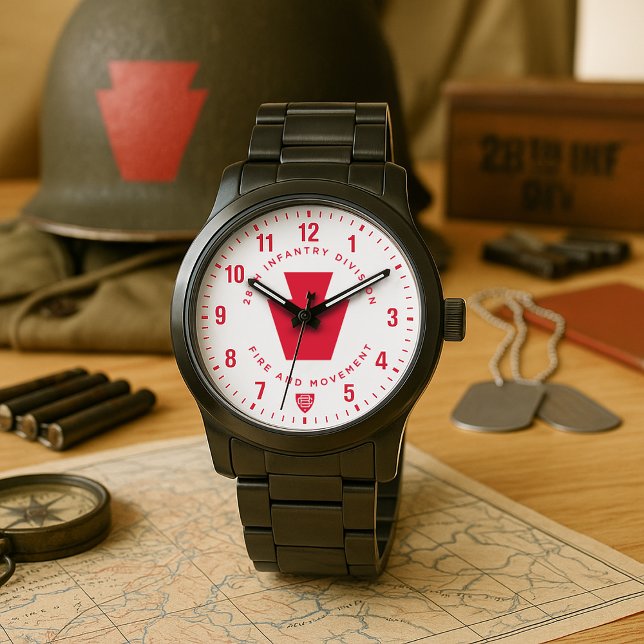 Montre Hommage à la 28e division d'infanterie "Feu et Mou (28th Infantry Division "Fire and Movement" Tribute Stainless Steel Watch)