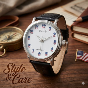 Montre Homme vintage - USA Drapeau Mark Custom Des