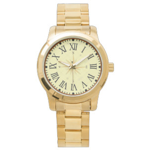 Montre Hommes bracelet chiffres romains direction jaune
