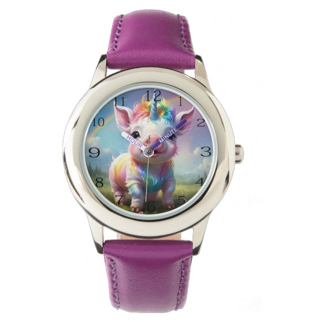 Montre "Hooves magiques : le cochon de licorne arc-en-cie (devant)