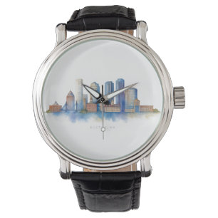 Montre Horizon de la ville de Boston à l'aquarelle   Mode