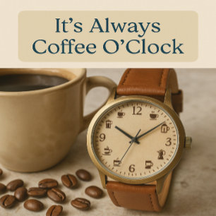 Montre Horloge café face avec icônes brassées