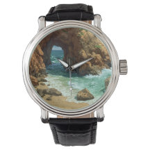Horloge de grotte d'art pixel sur la plage