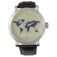 horloge et carte du monde