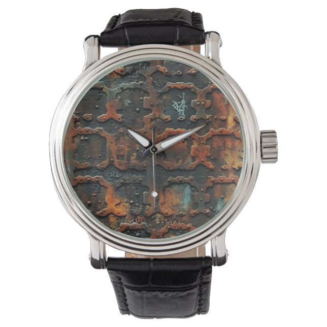 Montre Horloge murale en fer rouillé (devant)