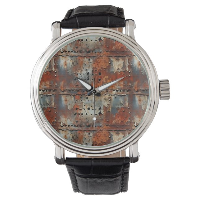 Montre Horloge murale en fer rouillé (devant)