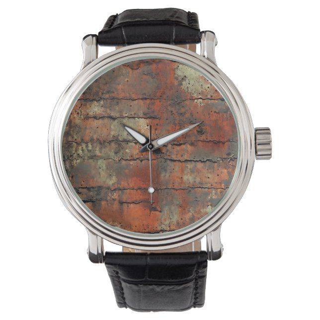 Montre Horloge murale en fer rouillé (devant)