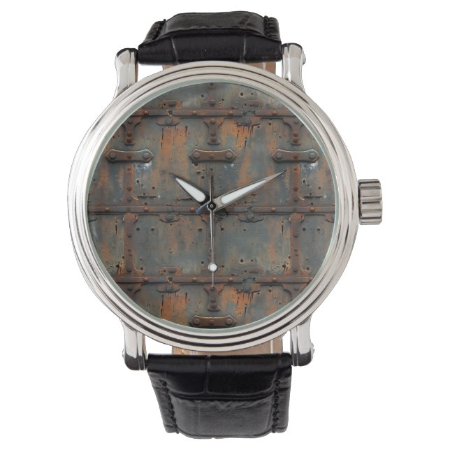 Montre Horloge murale en fer rouillé (devant)