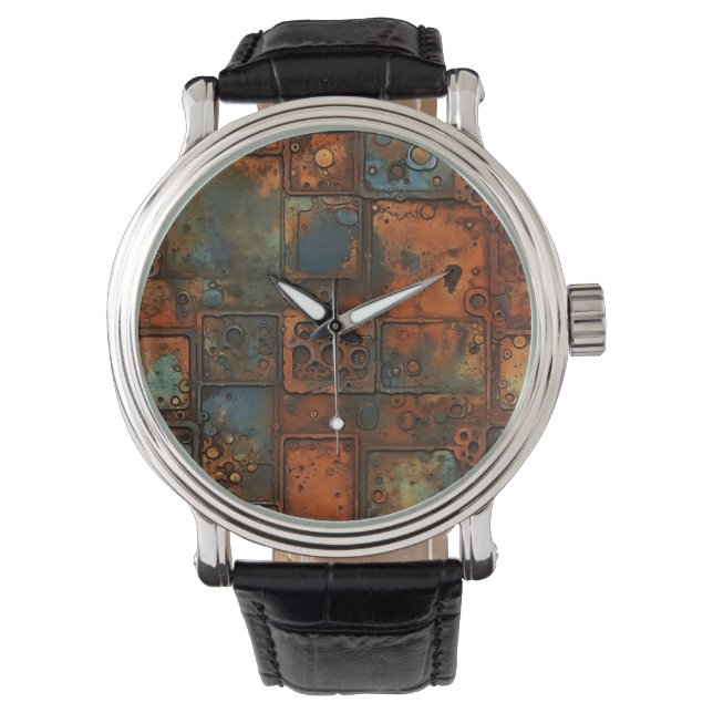 Montre Horloge murale en fer rouillé (devant)