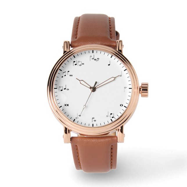 Montre Horloge musicale Noir et blanc Notes musicales (Recto)