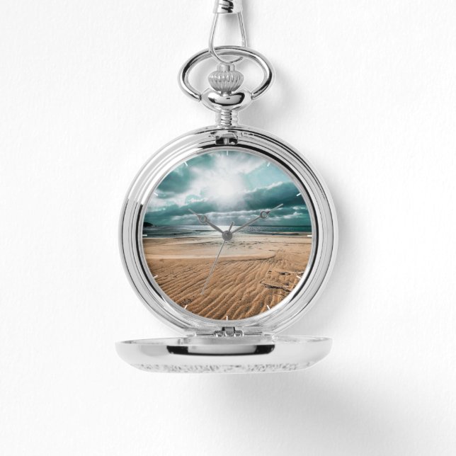 Montre Horloge personnalisée de la scène de plage (Recto)