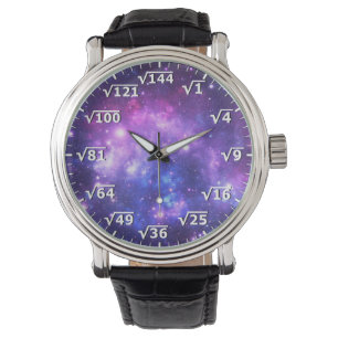 Montre Horloge racine du Carré spatial pourpre - Horloge