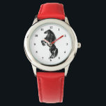 Montre Horloge sauvage noire dressée<br><div class="desc">Montres à cheval sauvage noir dressées Chevaux Mustang par MIGNED - Personnalisable</div>
