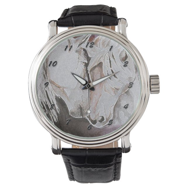 Montre Horse Watch, Pêche/Rose avec chiffres noirs (devant)
