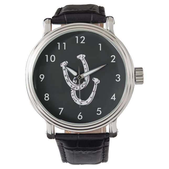 Montre HorseChaussure Pitching Vintage bracelet cuir (devant)