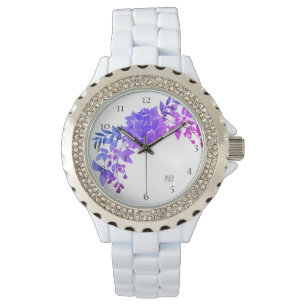 Montre Hortensia bleu pourpre magenta de *~* floral